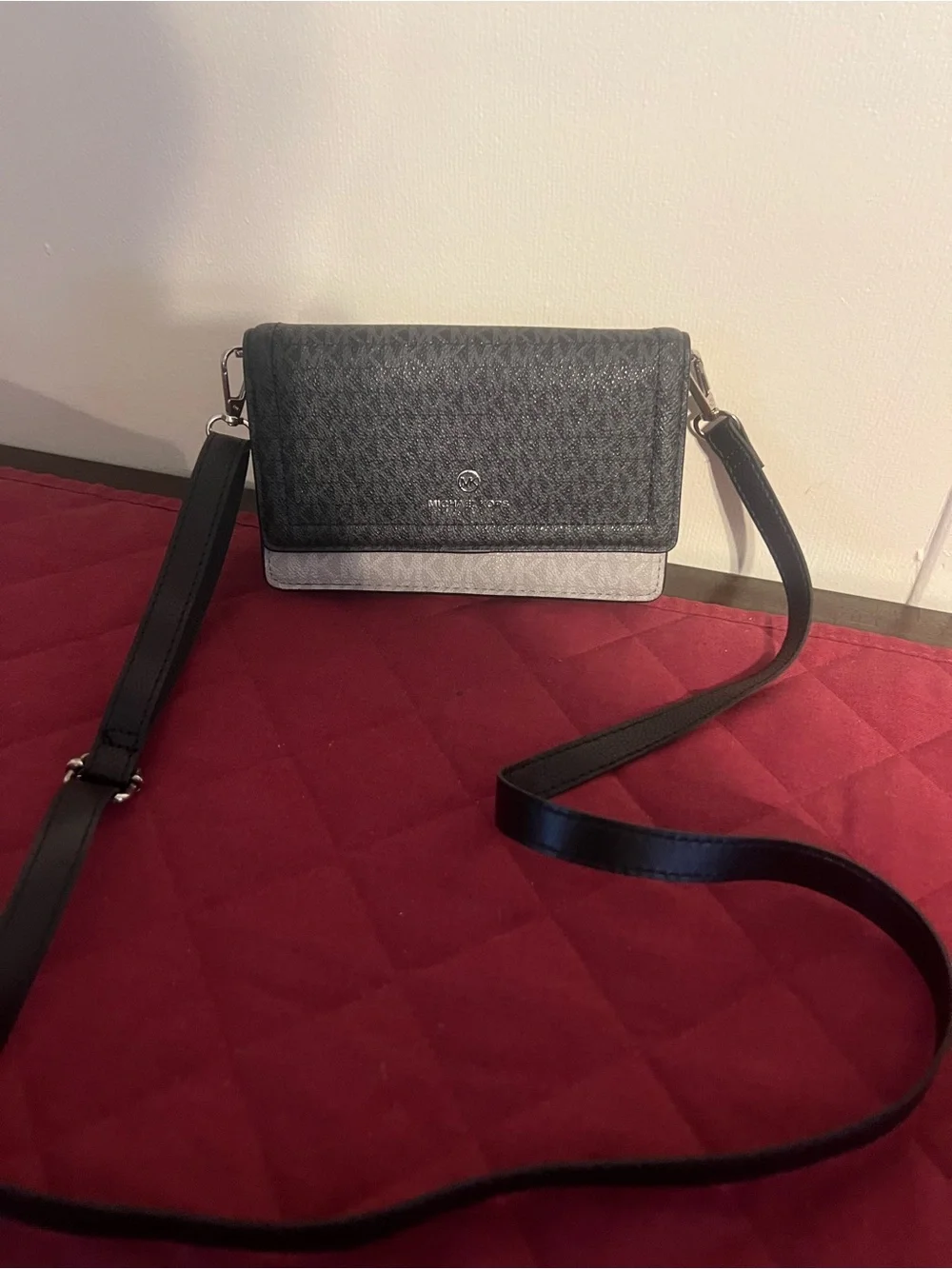 Michael Kors Black & Light Gray Signature Crossbody Bag